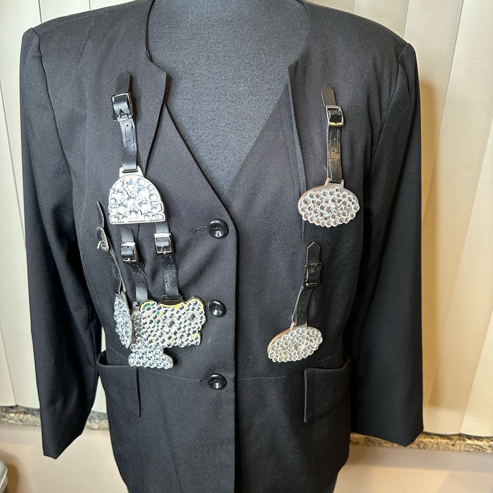 Isabella Black Embellished Golf Bag Tag Women's Jacket Blazer Size 14 -